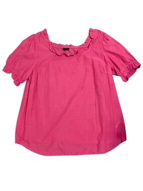 ✨ SALE Talbots Fuchsia Embroidered Ruffle Blouse | Bold & Feminine | Size XL